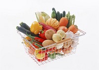 Free image of fresh vegetables in a basket, isolated public domain CC0 photo.