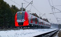 Free incoming suburban train in the misty winter image, public domain CC0 photo.