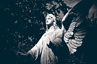 Angel statue at graveyard, free public domain CC0 image.