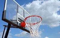 Free basketball goal closeup photo, public domain sport CC0 image.