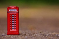 Free close up of mini red telephone box image, public domain CC0 photo.