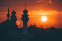 Free Islamic mosque during sunrise image, public domain building CC0 photo.