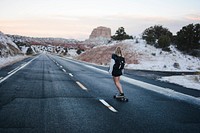 Free person rides skateboard photo, public domain sport CC0 image.