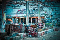 Free graffiti on abandoned building image, public domain CC0 photo.