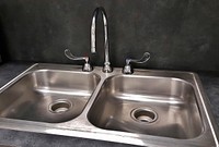 Free silver sink in kitchen image, public domain CC0 photo.