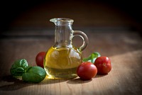 Free olive oil on table image, public domain food CC0 photo.