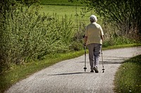 Free old lady walking on trail image, public domain nature CC0 photo.