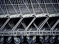 Free close up trolley in black and white image, public domain CC0 photo.