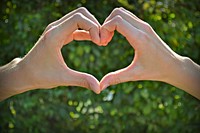 Free hand showing heart gesture image, public domain CC0.