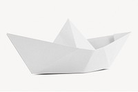 Boat origami sticker,  white paper craft collage element psd