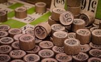 Free bingo made from wine cork image, public domain CC0 photo.