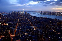 Metro city night time aerial view photo, free public domain CC0 image.