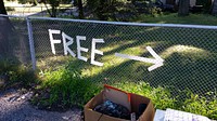 Free garage sale sign in the neighbourhood image, public domain CC0 photo.