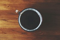 Free flat lay black coffee image, public domain drink CC0 image.