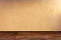 Brown product backdrop, wooden floor and beige wall