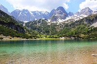 Glacier lake scenery, frozen iceberg photo, free public domain CC0 image.