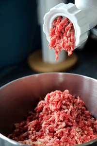 Free meat getting minced photo, public domain food CC0 image.
