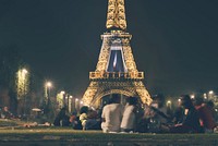 Free Eiffel Tower light up at night image, public domain building CC0 photo.