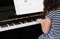 Free women playing piano image, public domain musical instrument CC0 photo.