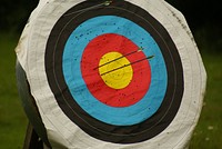 Free closeup on archery target image, public domain sport CC0 photo.