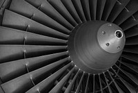 Free close up turbine in black and white image, public domain CC0 photo.