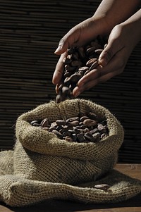 Free hands pouring coffee beans image, public domain food CC0 photo