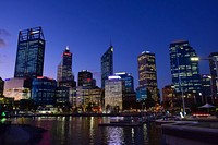 Free city skyline in Australia at night image, public domain CC0 photo.
