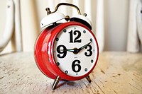 Free vintage red clock image, public domain CC0 photo.