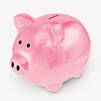 Piggy bank sticker, finance collage element psd