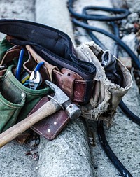 Free carpenter belt with tools image, public domain CC0 photo.