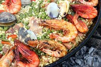 Free seafood paella image, public domain CC0 photo.