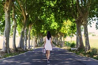 lady walking through nature, free public domain CC0 photo