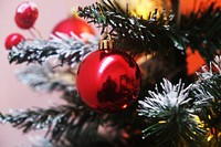 Free red glass ball, Christmas ornament image, public domain holiday CC0 photo.