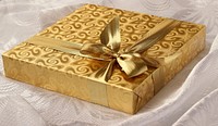 Free gold Christmas presents image, public domain holiday CC0 photo.