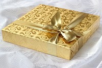 Free gold Christmas presents image, public domain holiday CC0 photo.