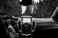 Car interior, steering wheel photo, free public domain CC0 image.