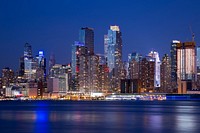 Free night city skyline image, public domain CC0 photo.