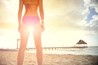 Women standing in the beach, free public domain CC0 photo