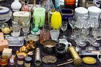 Free antique glassware in flea market 