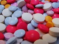 Colorful pills & drugs, free public domain CC0 photo.