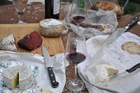 Red wine tasting with cheese image, public domain drink CC0 photo.