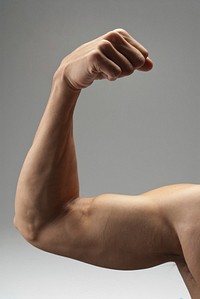 Flexed bicep muscle, free public domain CC0 image.