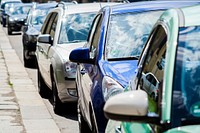 Cars in traffic jam lane close up photo, free public domain CC0 image.