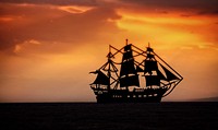 Free tall ship silhouette at dawn image, public domain CC0 photo.