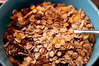 Free bowl of cereal, oatmeal, granola public domain CC0 photo.