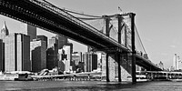 Free Brooklyn Bridge, New York City, grayscale image, public domain travel CC0 photo.