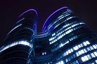 Building at night from a low angle, free public domain CC0 photo