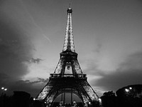 Free Eiffel Tower black and white, Paris, France image, public domain travel CC0 photo.