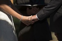 Free couple holding hand on wedding day image, public domain CC0.