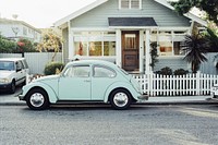 Classic, antique car on road photo, free public domain CC0 image.